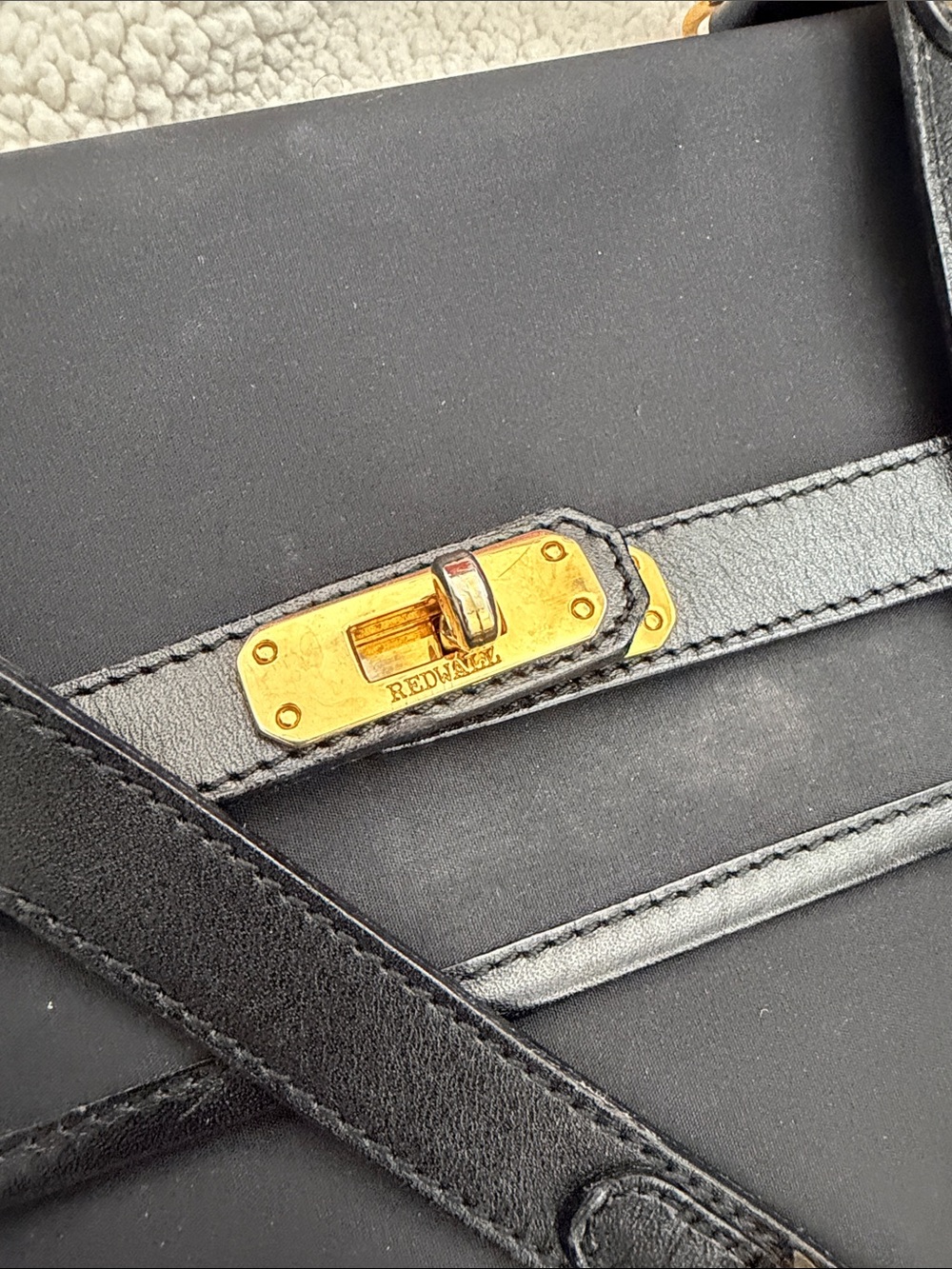 Moschino Black Nylon Satchel with Gold Hardware and Logo Strap - Picture 3 of 14